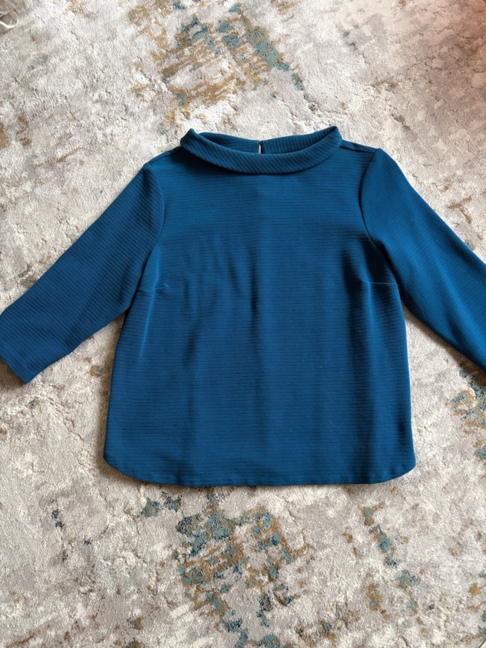 Talbots Woman Teal Ribbed Three Quarter Sleeve Top
